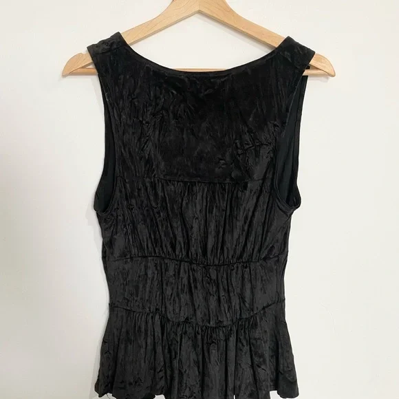Zara Velvet Style V-Neck Sleeveless Top Size M Black - Picture 6 of 9